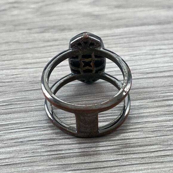 KENDRA SCOTT Elyse Gunmetal Black Drusy Ring Size 7 - Picture 7 of 7